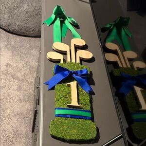 Golf-Themed Party Decoration with Blue and Green Accents